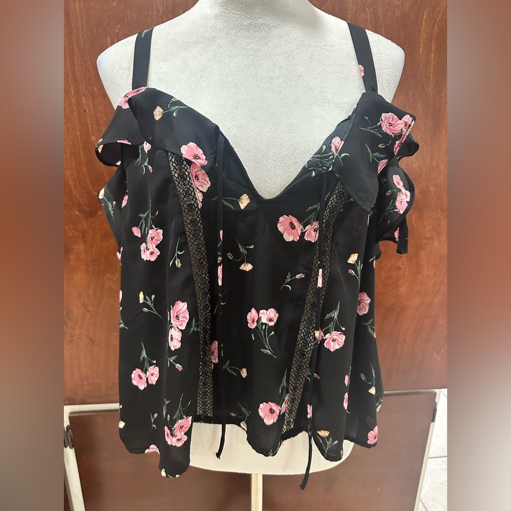 Floral Black and Pink Women's Top